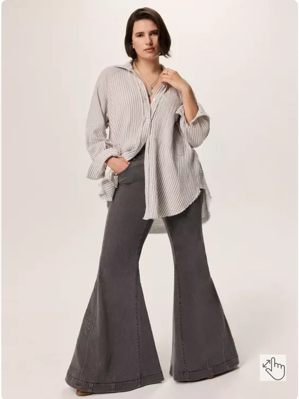 FESTI 100% Cotton Relaxed Button Down Tunic with Raw Hem, 5